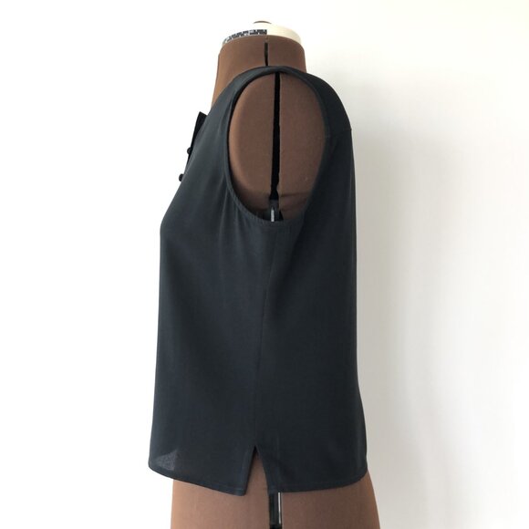 Jaeger Black Button Front Sleeveless Blouse - Picture 2 of 8